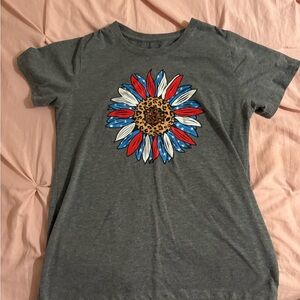 Gray T-Shirt with Colorful Flower Design